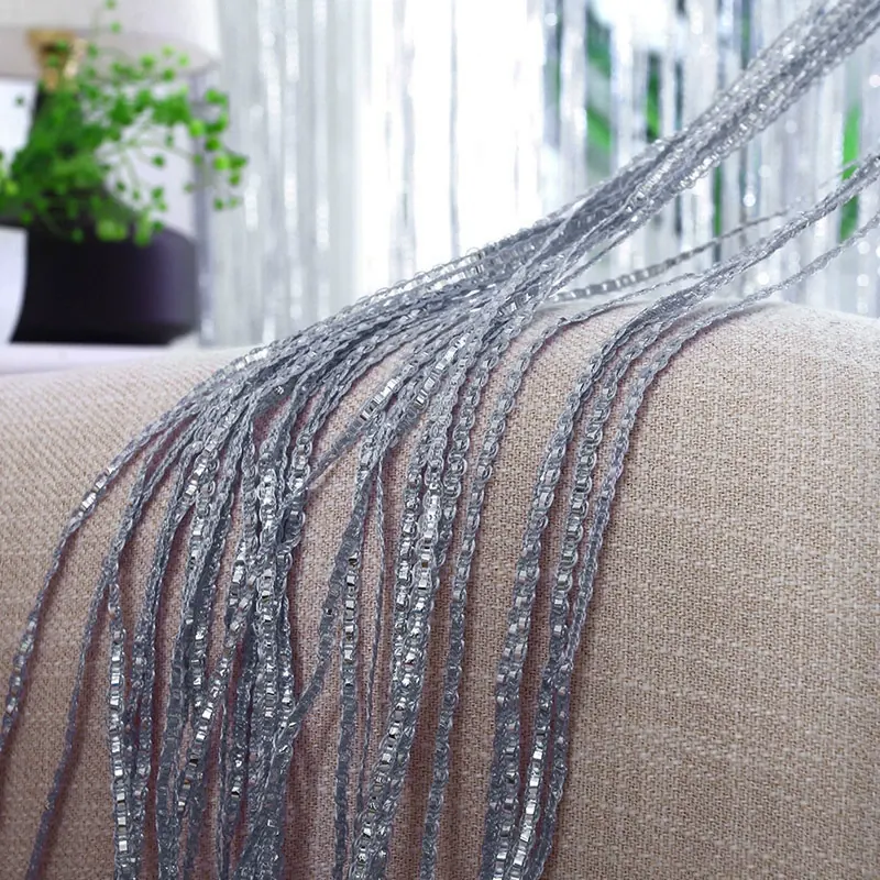 Flat Silver Metallic Foil Curtain Style 01 main product images 2
