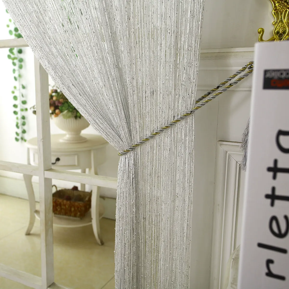 Flat Silver Metallic Foil Curtain Style 02 main product images 3